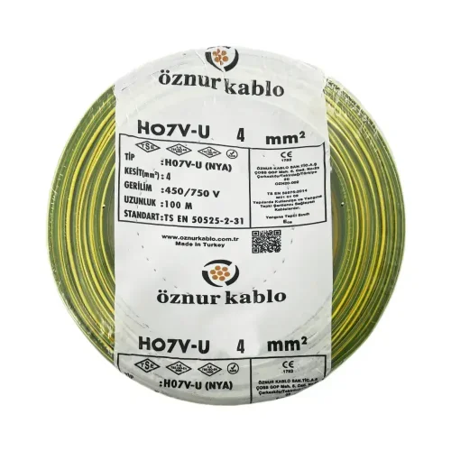 Öznur H07V-U 1X4 mm² Sarı-Yeşil Renk NYA Kablo - 1