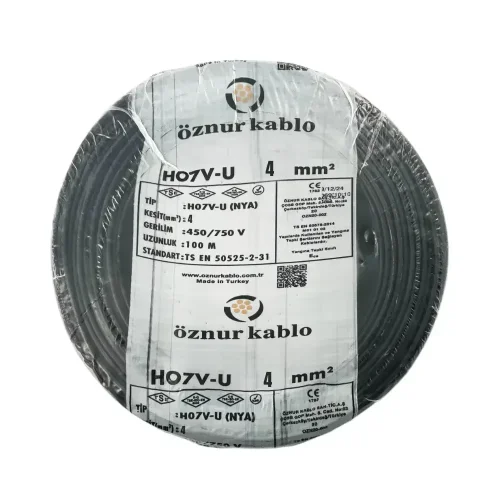 Öznur H07V-U 1X4 mm² Siyah Renk NYA Kablo - 1