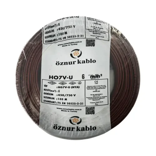 Öznur H07V-U 1X6 mm² Kahve Renk NYA Kablo - 1