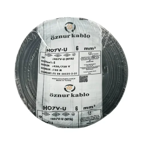 Öznur H07V-U 1X6 mm² Siyah Renk NYA Kablo - 1