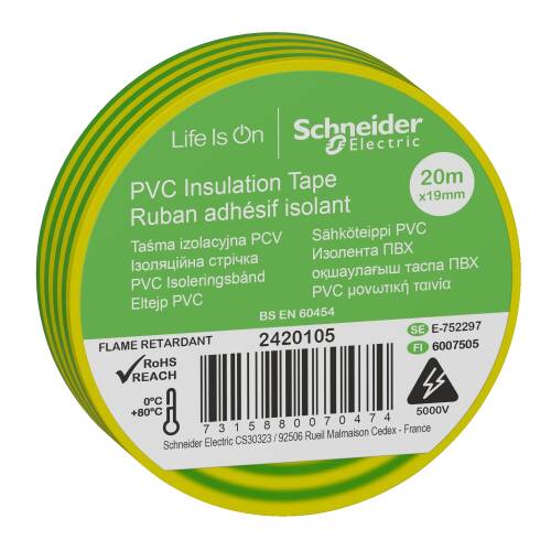 Schneider Electric 2420105 Thorsman İzolasyon Bant 19Mmx20Mt Sarı/Yeşil - 1