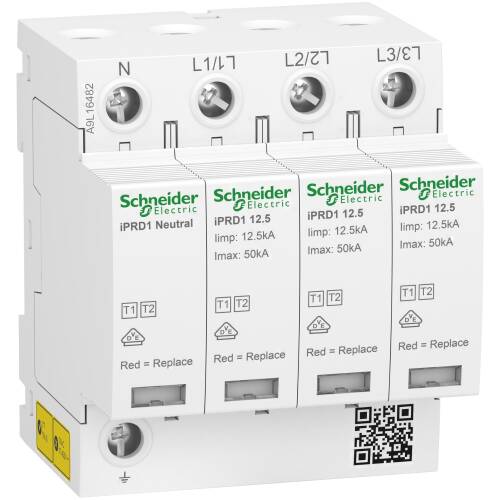 Schneider Electric A9L16482 Modüler Parafudr Acti9 İprd1 12.5 3 P + N 350 V Uzaktan Transferli - 1
