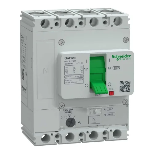 Schneider Electric G20B4A80 Circuit Breaker Gopact Mccb 200 4 Poles 25Ka At 415Vac 80A Rating Tmd Trip Unit Ayarlanabilir - 1