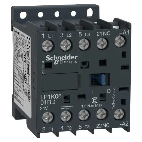 Schneider Electric LP1K0601BD TeSys K Kontaktör 3 Kutup 6A AC3 24VDC 1NK - 1