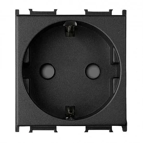 Thea WVTT22121BL-TR Panasonıc Modüler Siyah Topraklı Priz Çocuk Korumalı Altlık + Düğme/Kapak 2M (Poşet) - 1