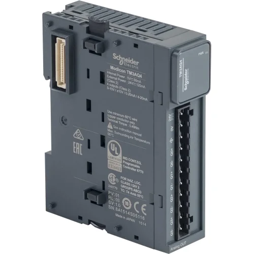 Schneider Electric TM3AQ4 TM3 Genişleme Modülleri Analog Genişleme Modülleri 12 bit Analog Çıkış 4 Çıkış (4-20 mA, 0-20 mA, 0-10V) - 1