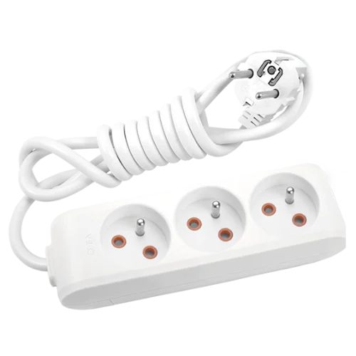 Viko 90110302 3'lü Grup Priz UPS 2 Metre Beyaz Çocuk Korumalı - 1