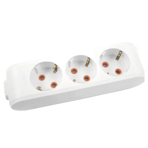 Viko 90113300 3'lü Grup Priz Topraklı Klemensli Beyaz Çocuk Korumalı - 1