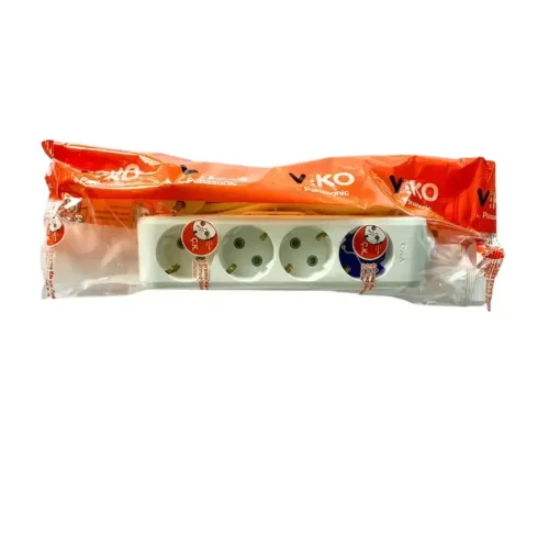 Viko 90113402 4'lü Grup Priz Topraklı 2 Metre Beyaz Çocuk Korumalı - 2