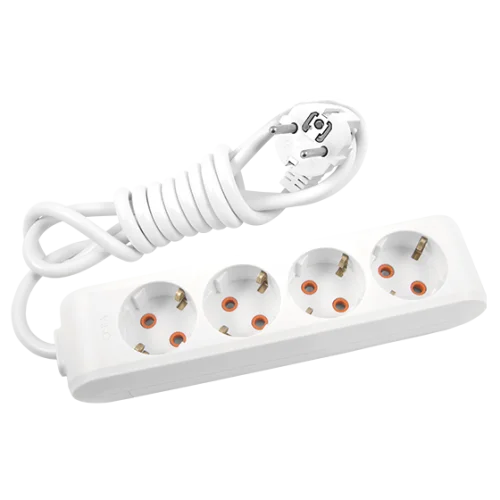 Viko 90113405 4'lü Grup Priz Topraklı 5 Metre Beyaz Çocuk Korumalı - 1