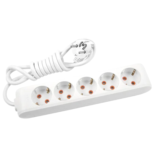 Viko 90113503 5'li Grup Priz Topraklı 3 Metre Beyaz Çocuk Korumalı - 1