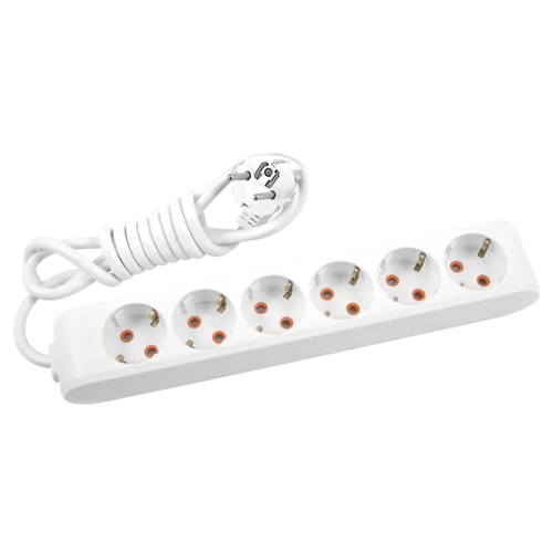 Viko 90113602 6'lı Grup Priz Topraklı 2 Metre Beyaz Çocuk Korumalı - 1