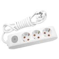 Viko 90117303 3'lü Grup Priz Anahtarlı Topraklı 3 Metre Beyaz Çocuk Korumalı - 1