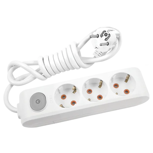 Viko 90117303 3'lü Grup Priz Anahtarlı Topraklı 3 Metre Beyaz Çocuk Korumalı - 1