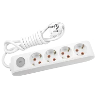 Viko 90117402 4'lü Grup Priz Anahtarlı Topraklı 2 Metre Beyaz Çocuk Korumalı - 1