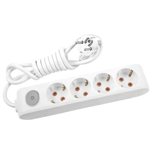 Viko 90117402 4'lü Grup Priz Anahtarlı Topraklı 2 Metre Beyaz Çocuk Korumalı - 1