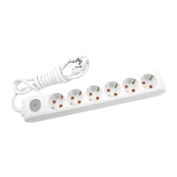 Viko 90117601 6'lı Grup Priz Anahtarlı 1 Metre Topraklı Kablolu Beyaz - 1