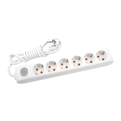 Viko 90117601 6'lı Grup Priz Anahtarlı 1 Metre Topraklı Kablolu Beyaz - 1
