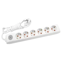 Viko 90117602 6'lı Grup Priz Anahtarlı Topraklı 2 Metre Beyaz Çocuk Korumalı - 1