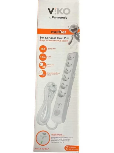 Viko 90117632 6′lı Akım Korumalı Grup Priz - 2