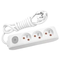 Viko 90119302 3'lü Grup Priz Anahtarlı Topraklı UPS 2 Metre Beyaz Çocuk Korumalı - 1