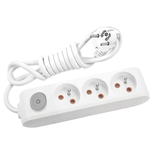 Viko 90119302 3'lü Grup Priz Anahtarlı Topraklı UPS 2 Metre Beyaz Çocuk Korumalı - 1