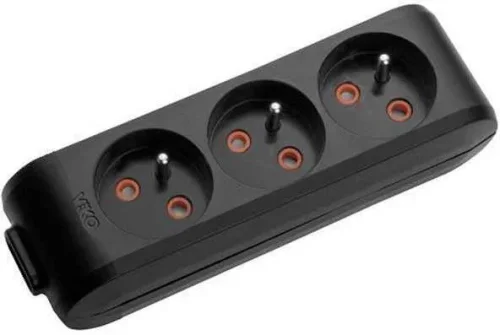 Viko 90130300 3'lü Grup Priz Klemensli UPS Siyah Çocuk Korumalı - 1