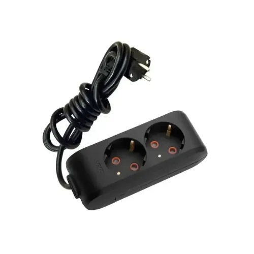 Viko 90133202 2'li Grup Priz Topraklı 2 Metre Siyah Çocuk Korumalı - 1