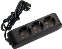 Viko 90133302 3'lü Grup Priz Topraklı 2 Metre Siyah Çocuk Korumalı - 1