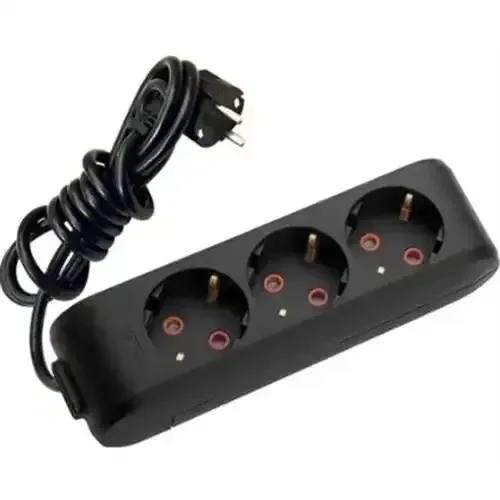 Viko 90133303 3'lü Grup Priz Topraklı 3 Metre Siyah Çocuk Korumalı - 1