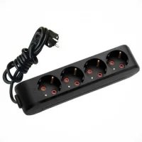 Viko 90133401 4'lü Grup Priz Topraklı 1 Metre Siyah Çocuk Korumalı - 1