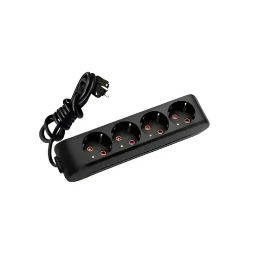 Viko 90133402 4'lü Grup Priz Topraklı 2 Metre Siyah Çocuk Korumalı - 1