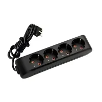 Viko 90133403 4'lü Grup Priz Topraklı 3 Metre Siyah Çocuk Korumalı - 1