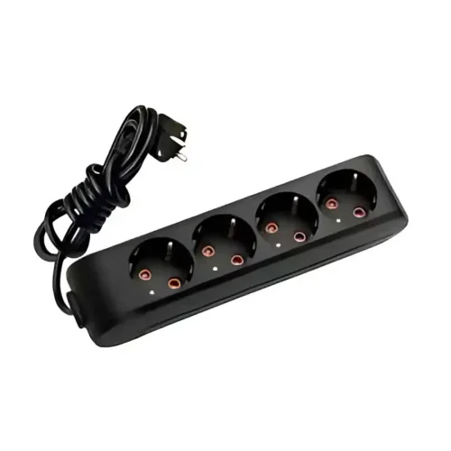 Viko 90133403 4'lü Grup Priz Topraklı 3 Metre Siyah Çocuk Korumalı - 1