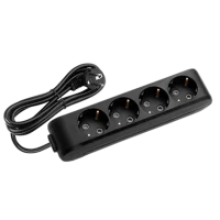 Viko 90133405 Siyah 4'lü Grup Priz Topraklı 5 Metre Çocuk Korumalı - 1