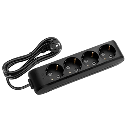 Viko 90133405 Siyah 4'lü Grup Priz Topraklı 5 Metre Çocuk Korumalı - 1