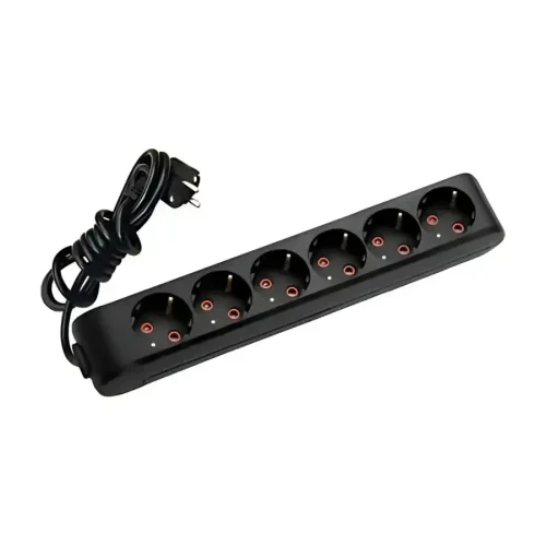 Viko 90133602 6'lı Grup Priz Topraklı 2 Metre Siyah Çocuk Korumalı - 1