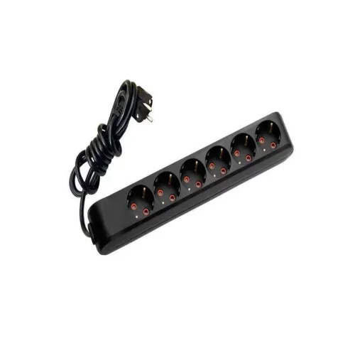 Viko 90133605 6'lı Grup Priz Topraklı 5 Metre Siyah Çocuk Korumalı - 1