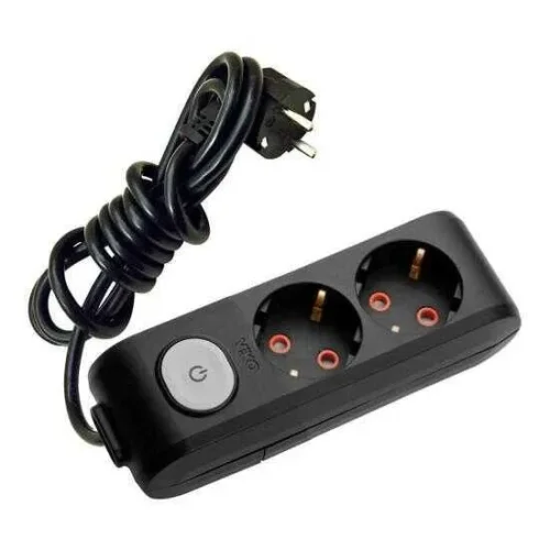 Viko 90137203 2'li Grup Priz Anahtarlı Topraklı 3 Metre Siyah Çocuk Korumalı - 1