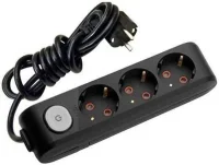 Viko 90137302 3'lü Grup Priz Anahtarlı Topraklı 2 Metre Siyah Çocuk Korumalı - 1