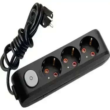 Viko 90137303 3'lü Grup Priz Anahtarlı Topraklı 3 Metre Siyah Çocuk Korumalı - 1