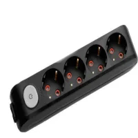 Viko 90137400 4'lü Grup Priz Anahtarlı Topraklı Klemensli Siyah Çocuk Korumalı - 1