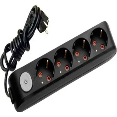 Viko 90137402 4'lü Grup Priz Anahtarlı Topraklı 2 Metre Siyah Çocuk Korumalı - 1