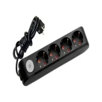 Viko 90137403 4'lü Grup Priz Anahtarlı Topraklı 3 Metre Siyah Çocuk Korumalı - 1