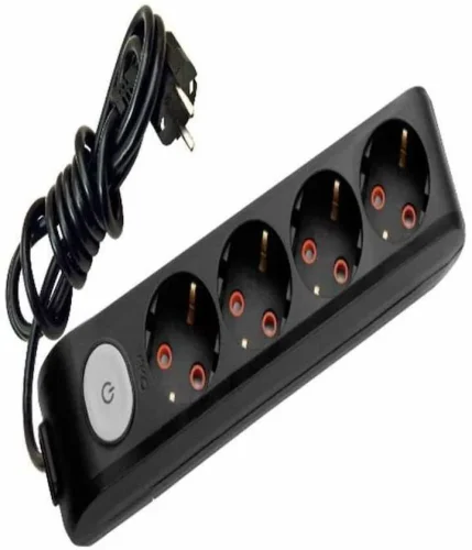 Viko 90137405 4'lü Grup Priz Anahtar Topraklı 5 Metre Siyah Çocuk Korumalı - 1