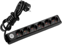 Viko 90137602 6'lı Grup Priz Anahtarlı Topraklı 2 Metre Siyah Çocuk Korumalı - 1