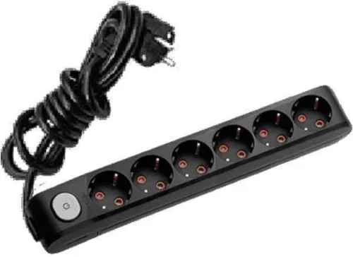 Viko 90137602 6'lı Grup Priz Anahtarlı Topraklı 2 Metre Siyah Çocuk Korumalı - 1