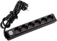 Viko 90137605 6'lı Grup Priz Anahtarlı Topraklı 5 Metre Siyah Çocuk Korumalı - 1