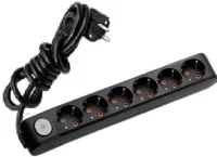 Viko 90139602 Siyah 6'lı Grup Priz Anahtarlı Topraklı UPS 2 Metre Çocuk Korumalı - 1