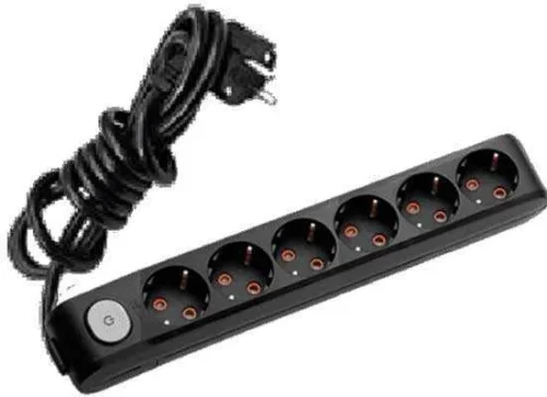 Viko 90139602 Siyah 6'lı Grup Priz Anahtarlı Topraklı UPS 2 Metre Çocuk Korumalı - 1